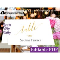 Gold Escort Cards template,Gold Calligraphy Place Cards template, (27)
